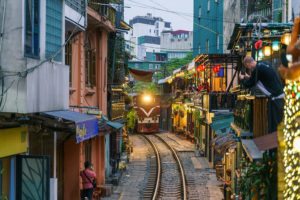 Hanoi train street is located in the heart of the old quarter,